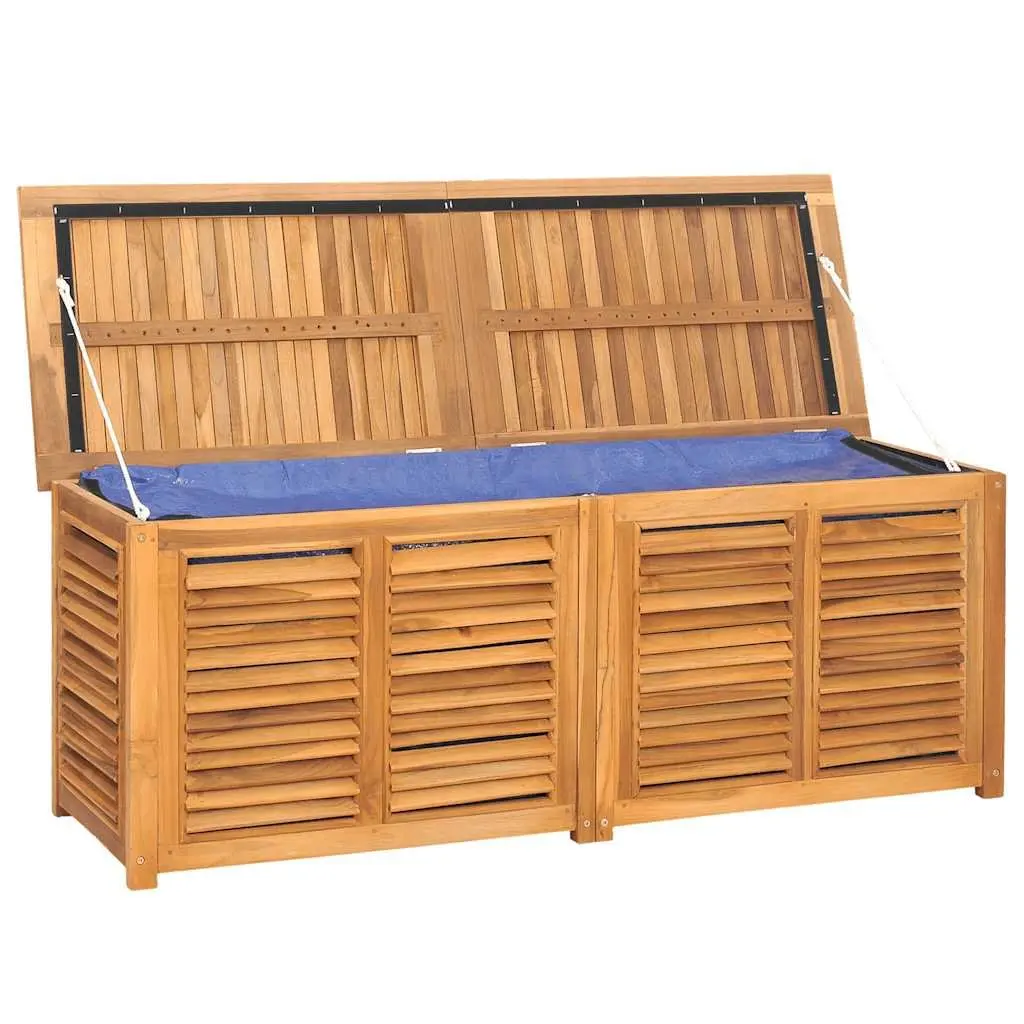 Garden Storage Box Solid Teak Wood 150x50x55cm Outdoor Furniture with Louvres