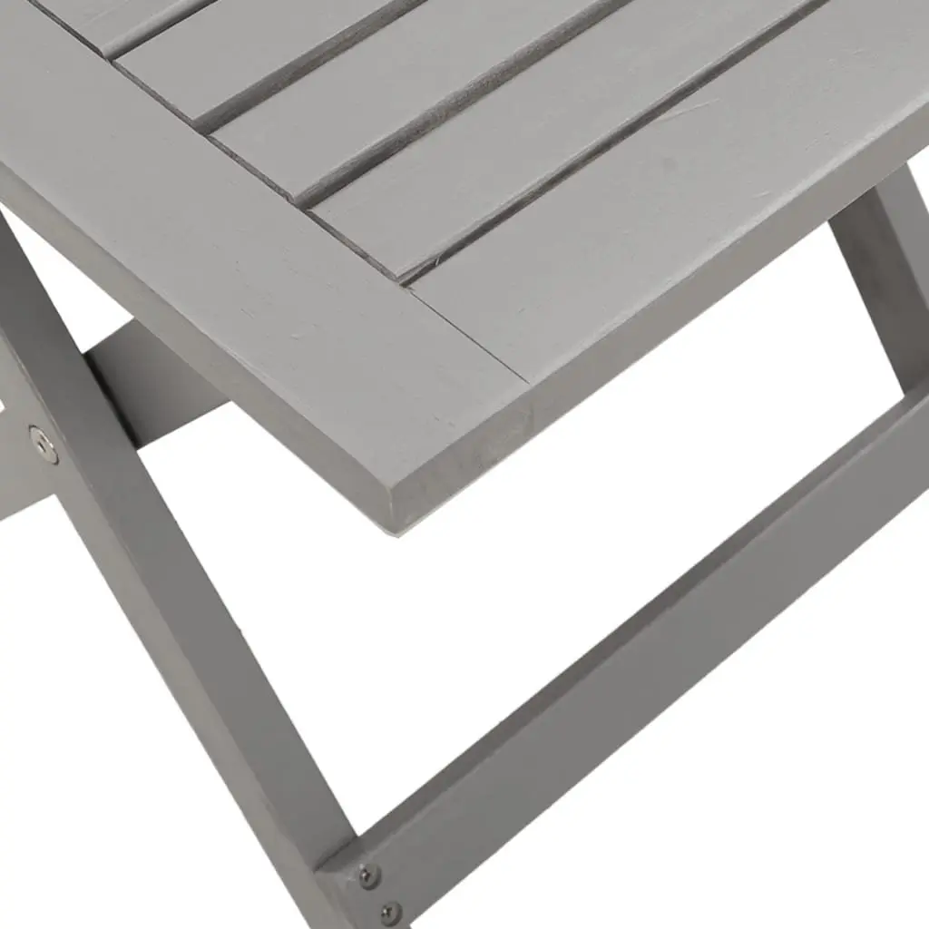 Sun Lounger with Side Table Grey Solid Wood Garden Patio Outdoor Lounging