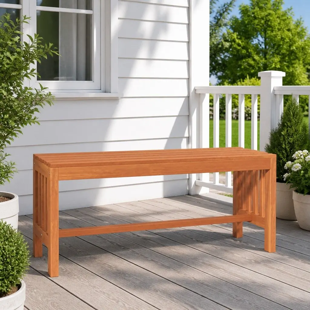 Outdoor Garden Bench 110cm Wooden Patio Seating Backyard Furniture Slatted