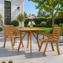 Garden Table Ø 85 cm Round Solid Wood Outdoor Dining Patio Furniture Brown
