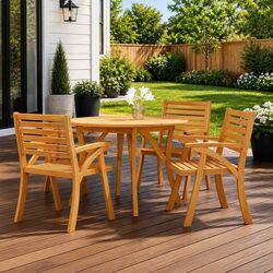 Garden Table Ø 110 cm Solid Acacia Wood Outdoor Dining Round Patio Furniture