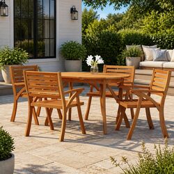 Solid Wood Garden Dining Table 150x90x75cm Outdoor Patio Furniture Brown Acacia