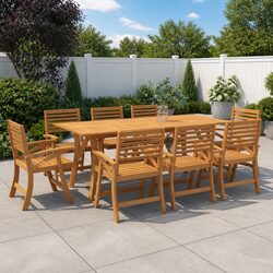 Solid Wood Acacia Garden Dining Table 200x90x75cm Brown Outdoor Furniture