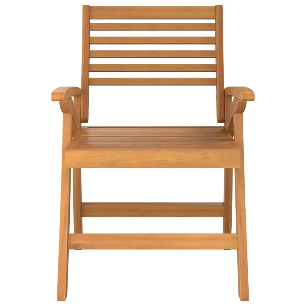 Outdoor Chairs Solid Acacia Wood Curved Back Support Brown Set of 3