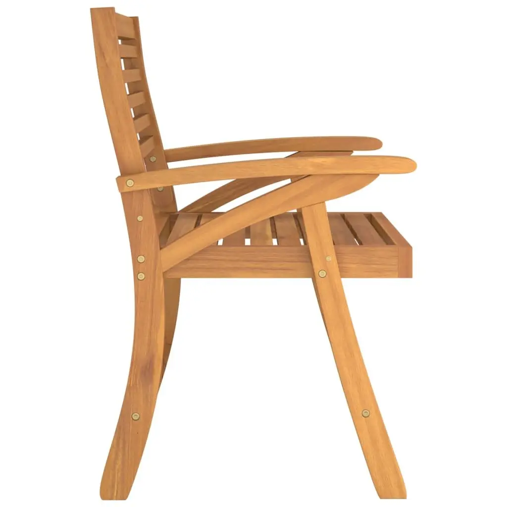 Outdoor Chairs Solid Acacia Wood Curved Back Support Brown Set of 3