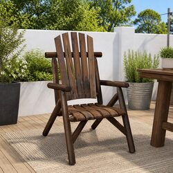 Outdoor Garden Chair Solid Wood Spruce Brown Adirondack Style Lounger Seating
