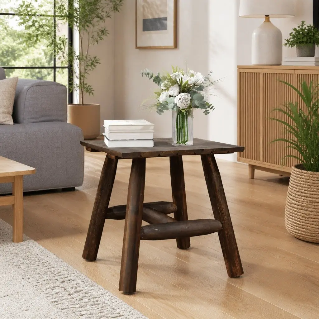 Wooden Side Table Sturdy Construction 49x49x50 cm Brown