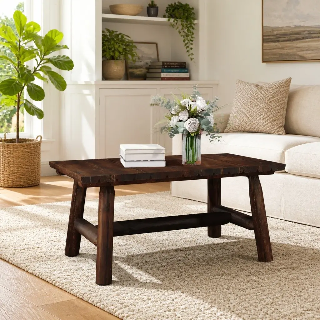 Outdoor Coffee Table Brown Solid Spruce Wood Garden Patio Side Furniture