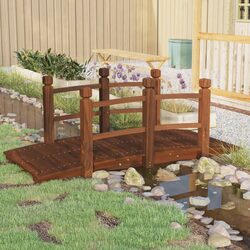 Garden Bridge Wooden Outdoor Structure with Rails 150x67x56cm Brown