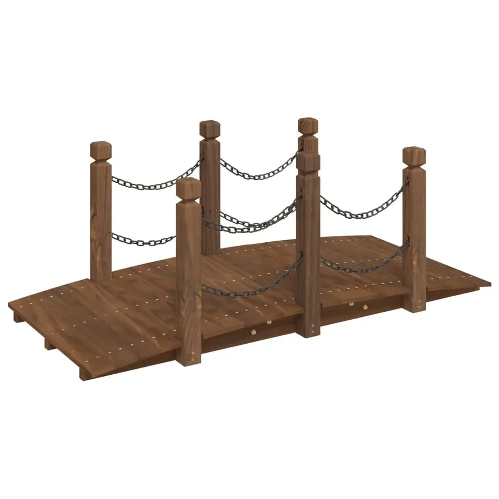 Garden Bridge with Chain Railings Solid Wood Spruce Outdoor Structure Backyard