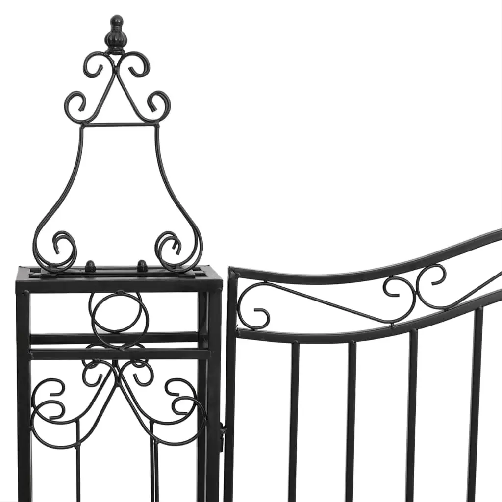 Garden Gate Ornamental Wrought Iron Black Outdoor Entry Patio Decor