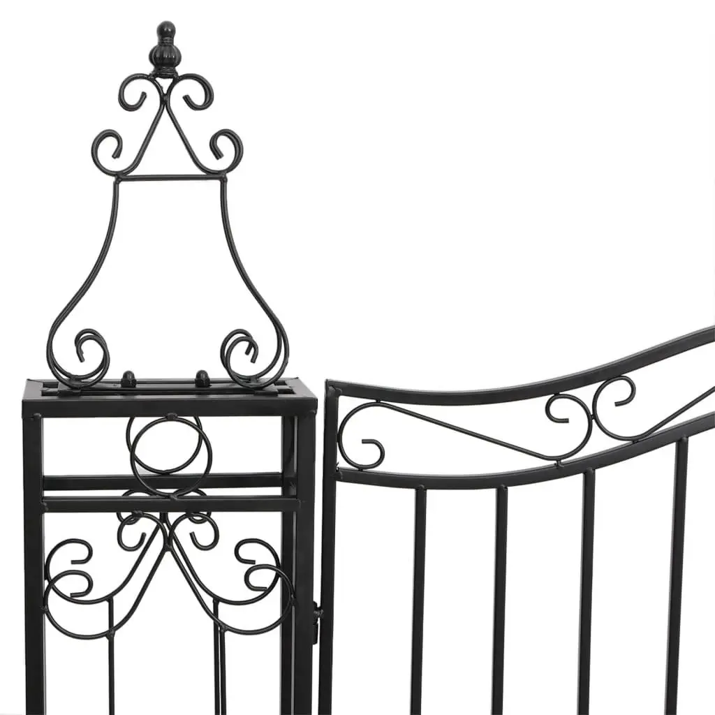 Garden Gate Ornamental Wrought Iron Entry Posts 121x200cm Black