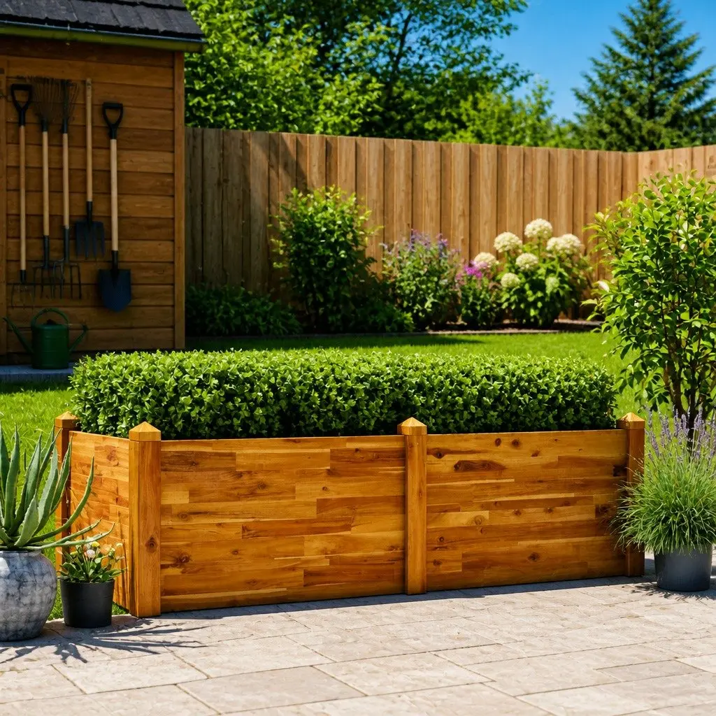 Raised Garden Bed Wooden Planter Box Stackable Acacia 160 x 60 x 44 cm Brown