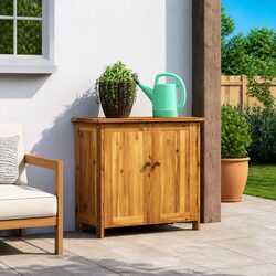 Garden Storage Cabinet 75x35x70cm Solid Wood Acacia Outdoor Patio Shelf Unit