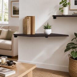 Wall Shelf Oak Dark Brown 60x50x2 cm Solid Wood Rustic Storage Display