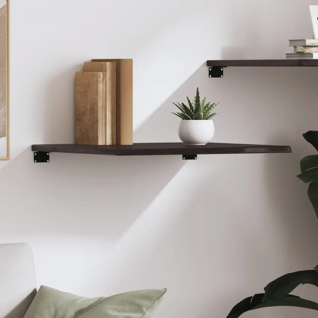 Wall Shelf Solid Oak Wood Dark Brown Rustic 60x60x2 cm