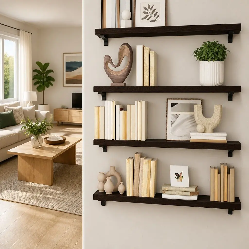Wall Shelf Solid Oak Wood Dark Brown Rustic 100x30cm Handmade Floating Ledge