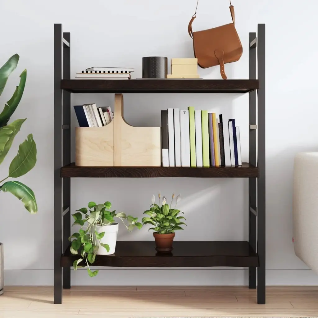 Wall Shelf Solid Oak Wood Rustic Dark Brown Floating Shelf for Living Room