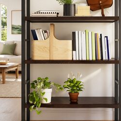 Wall Shelf Dark Brown Solid Oak Wood Storage Floating Ledge Rustic Style