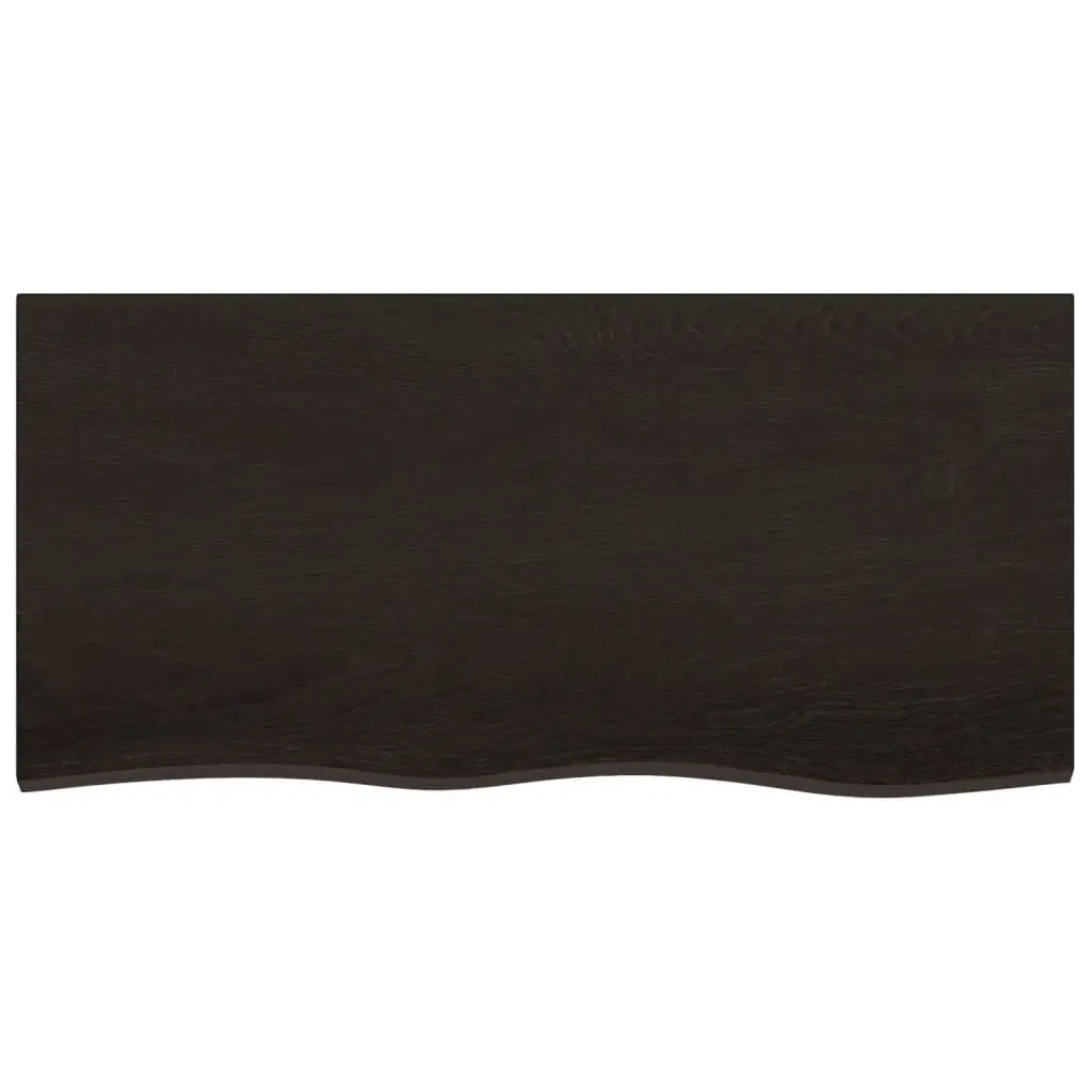 Wall Shelf Solid Oak Wood Live Edge Dark Brown 100x50cm