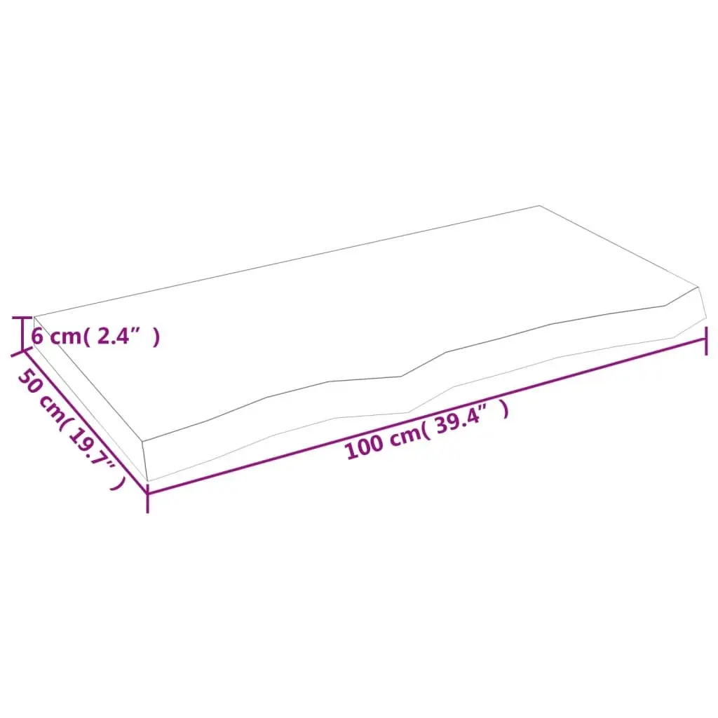Wall Shelf Solid Oak Wood Live Edge Dark Brown 100x50cm