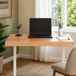 Solid Oak Wood Table Top Live Edge Brown 80x60cm Replacement Tabletop DIY