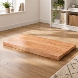 Solid Oak Wood Table Top Brown Live Edge 100x50cm Treated Tabletop Replacement