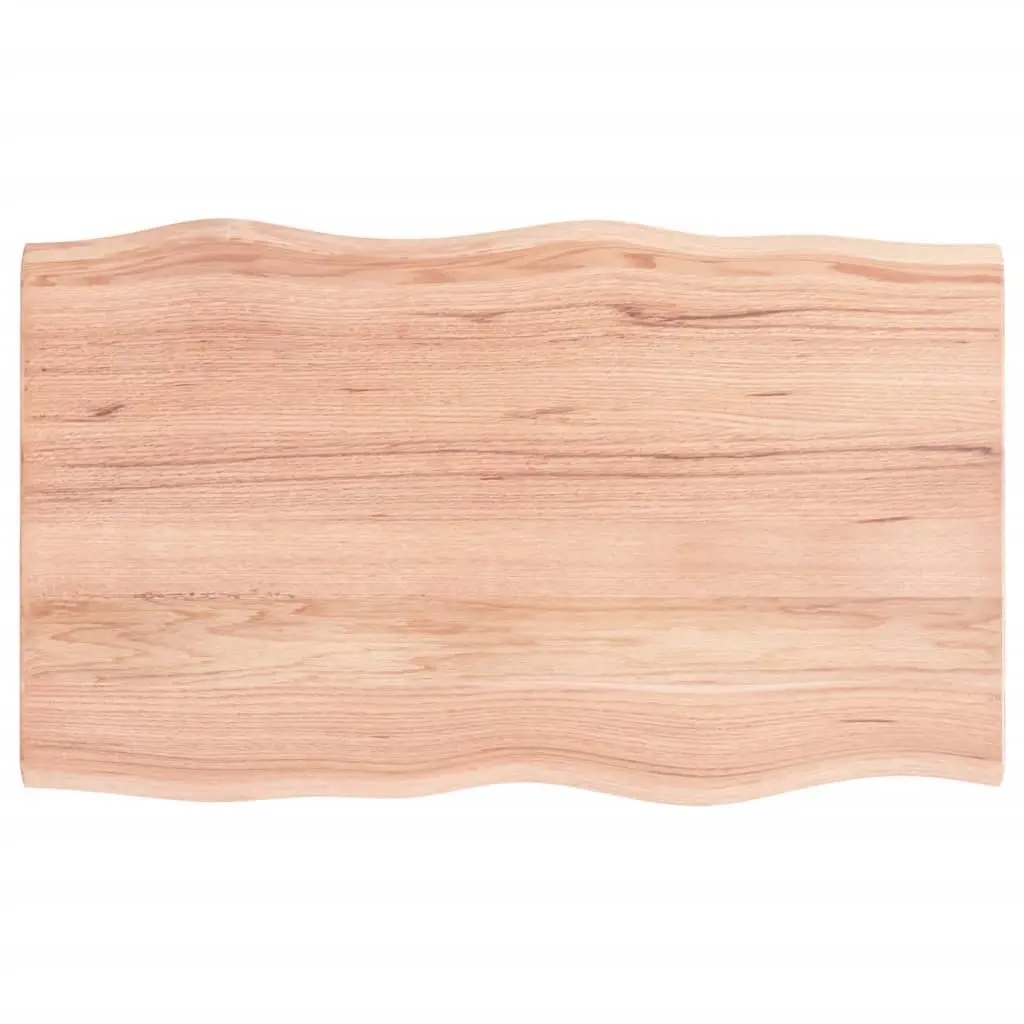 Table Top Solid Oak Wood Live Edge Varnished 100x60x2 cm Light Brown