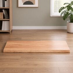Wooden Table Top Brown Solid Oak Live Edge Treated 100x60cm Replacement Board
