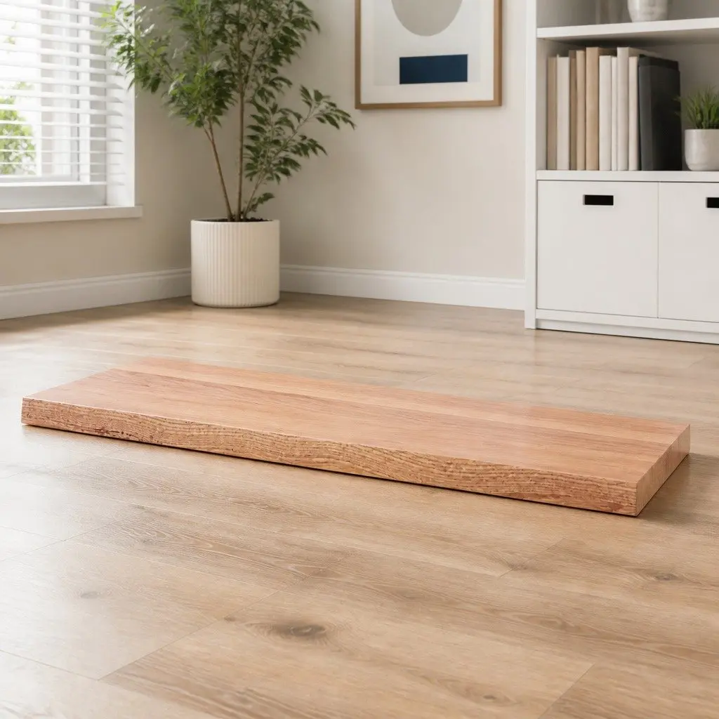 Solid Oak Wood Table Top Live Edge Brown 100x60cm Replacement Tabletop