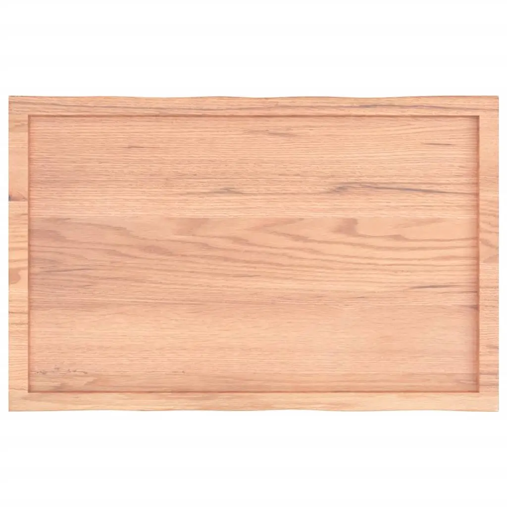 Solid Oak Wood Table Top Live Edge Brown 100x60cm Replacement Tabletop