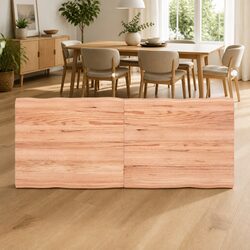 Solid Oak Wood Table Top Light Brown Live Edge Folding 120x50cm Treated Handmade