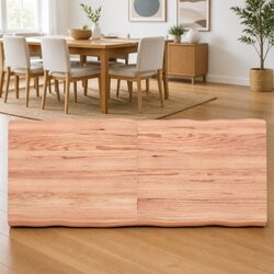 Solid Oak Wood Table Top Light Brown Live Edge Handcrafted Foldable Replacement