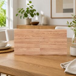 Wooden Table Top Brown Solid Oak Live Edge Foldable Replacement Board 120x60cm