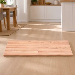 Wooden Table Top Light Brown Live Edge Solid Oak 140x50cm Folding Replacement