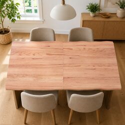 Solid Oak Wood Table Top Live Edge Brown 140x60cm Foldable Replacement Tabletop