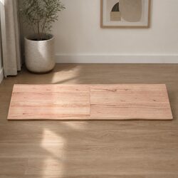 Wooden Table Top Light Brown 160x40cm Solid Oak Live Edge Foldable Replacement