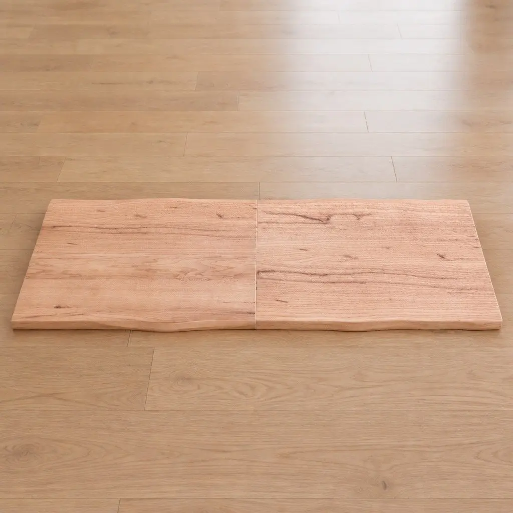 Solid Oak Wood Table Top Live Edge 160x60cm Foldable Treated Brown Tabletop