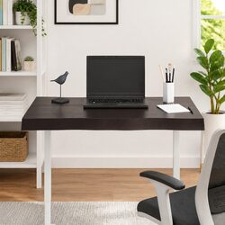 Wooden Table Top Dark Brown 80x50cm Solid Oak Live Edge Treated Board