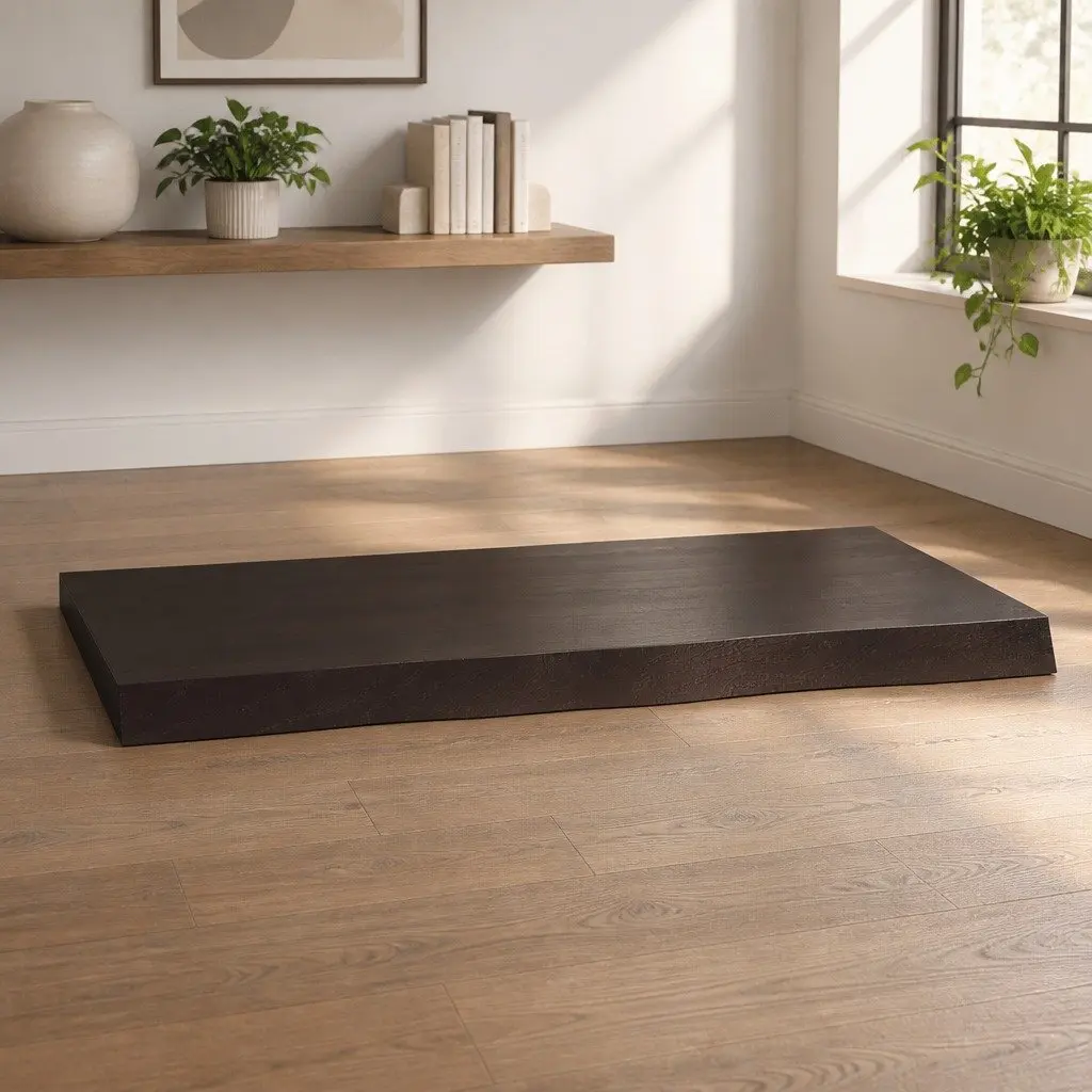 Table Top Solid Oak Wood Live Edge Dark Brown 80x60cm Replacement Tabletop