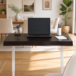 Table Top Solid Oak Wood Live Edge Dark Brown 80x60cm Replacement Tabletop