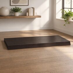 Table Top Solid Oak Wood Live Edge Dark Brown 80x60cm Replacement Tabletop