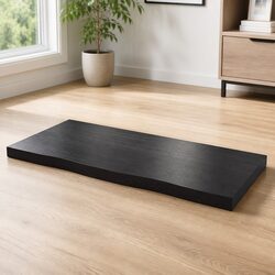 Solid Oak Wood Table Top Live Edge Dark Brown 100x60cm Treated Handcrafted