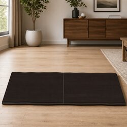 Solid Oak Wood Table Top Dark Brown Live Edge 120x40cm Foldable Replacement