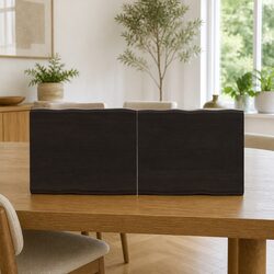 Wooden Table Top 140x60cm Dark Brown Treated Solid Oak Wood Live Edge Foldable