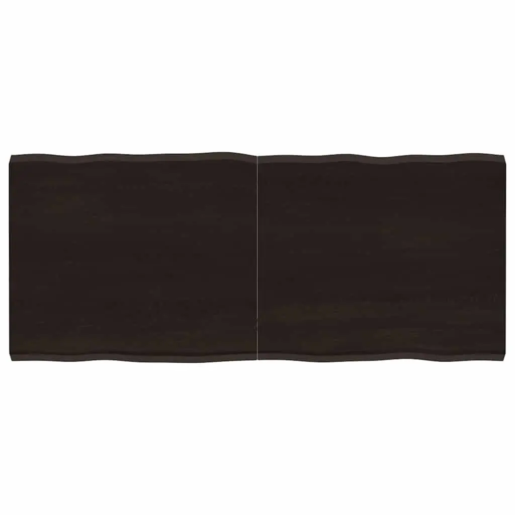 Wooden Table Top Solid Oak Wood Live Edge Foldable 140x60cm Dark Brown