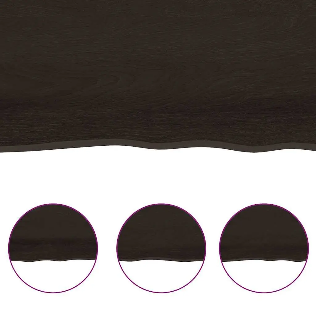 Wooden Table Top Solid Oak Wood Live Edge Foldable 140x60cm Dark Brown