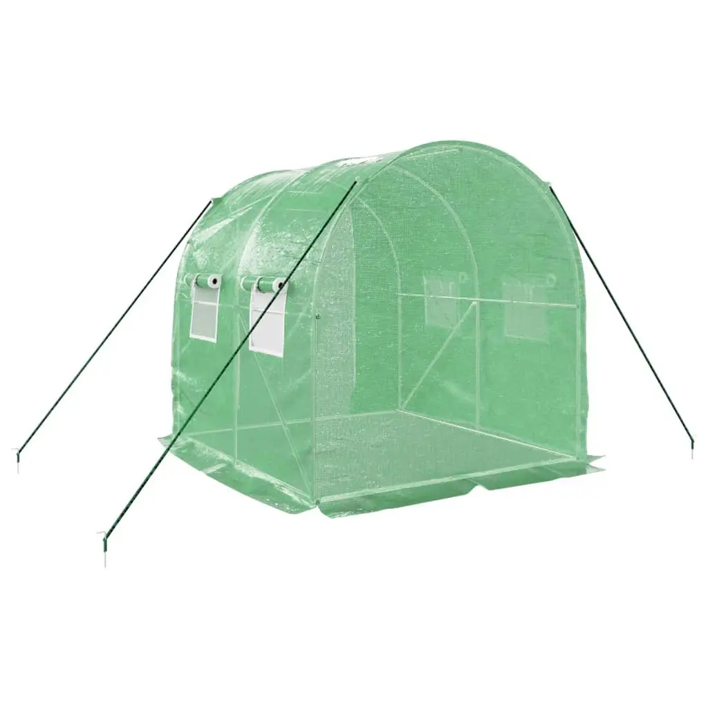 Greenhouse Steel Frame Green 2x2x2m Outdoor Plant House with PE Cover and Zippered Roll-Up Door