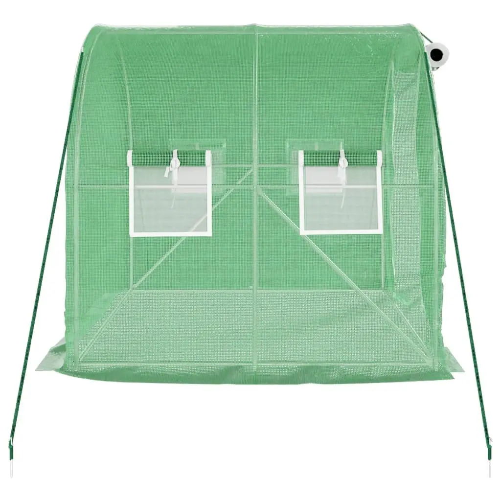 Greenhouse Steel Frame Green 2x2x2m Outdoor Plant House with PE Cover and Zippered Roll-Up Door