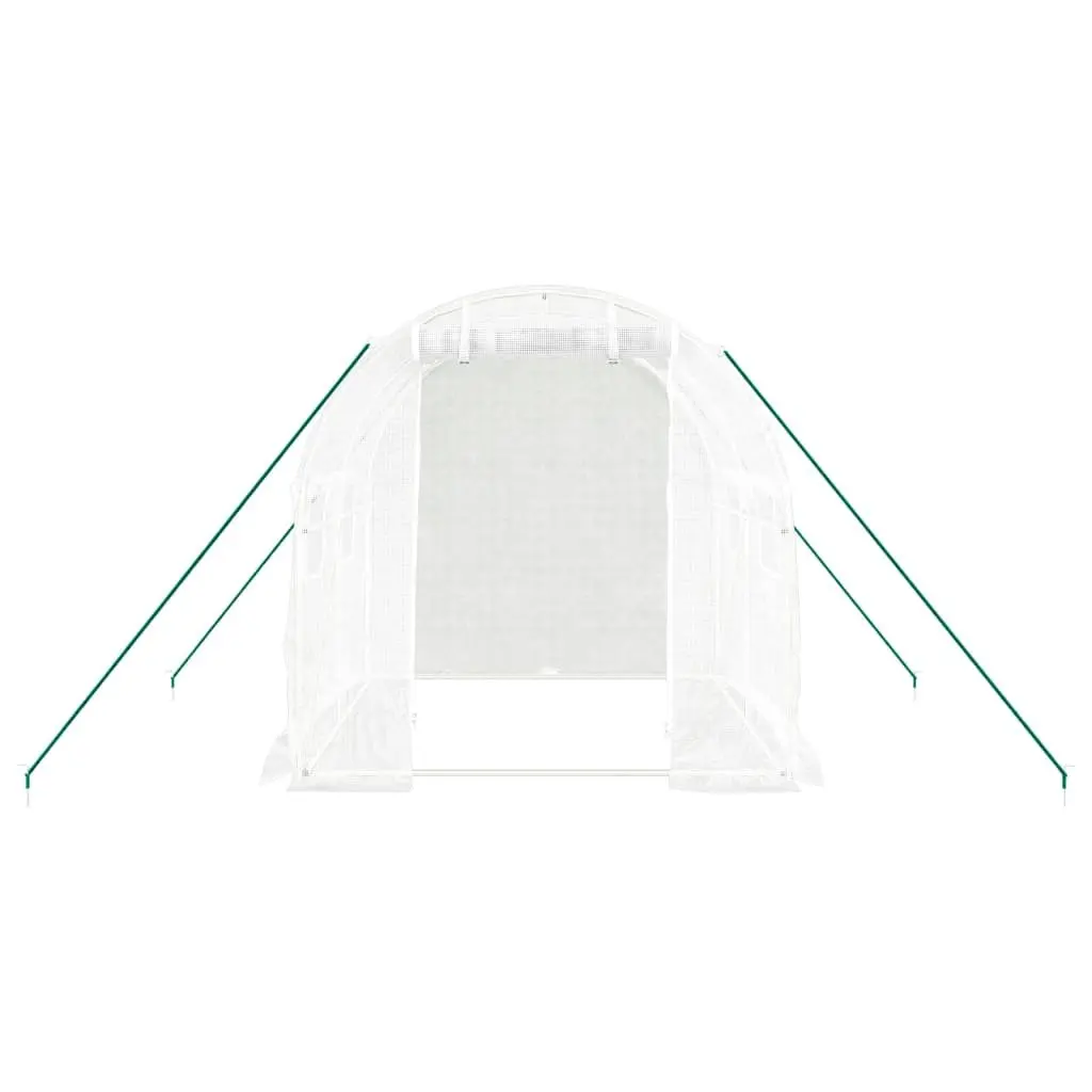 Greenhouse PE Cover 4 m² White Steel Frame 2x2x2 m Roll-Up Door Mesh Windows
